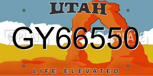 GY66550 Utah License Plate