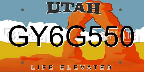 GY6G550 Utah License Plate