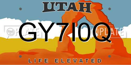 GY7I0Q Utah License Plate