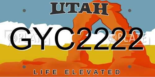 GYC2222 Utah License Plate