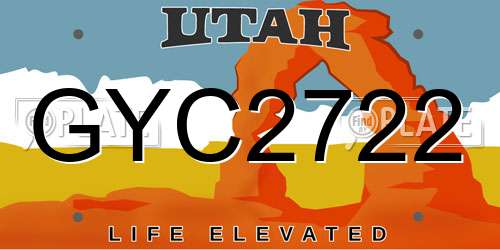 GYC2722 Utah License Plate