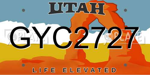 GYC2727 Utah License Plate