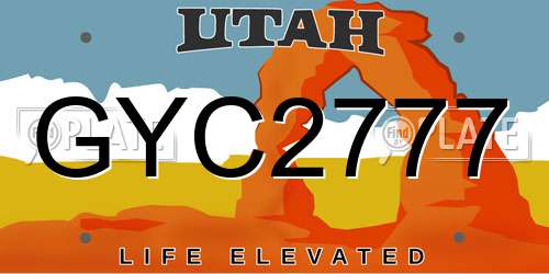GYC2777 Utah License Plate