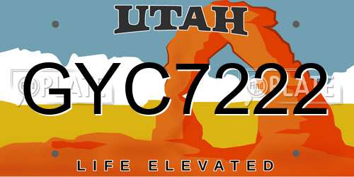 GYC7222 Utah License Plate