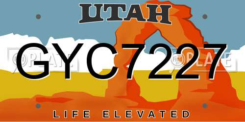 GYC7227 Utah License Plate