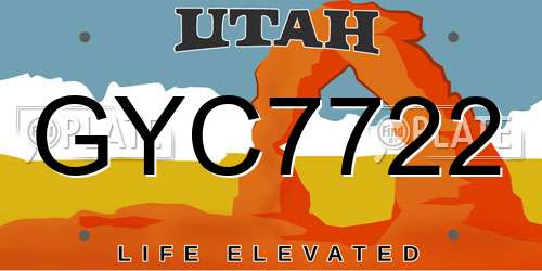 GYC7722 Utah License Plate