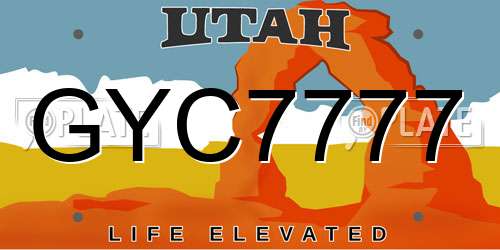 GYC7777 Utah License Plate