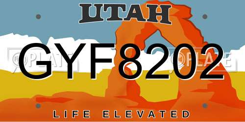 GYF8202 Utah License Plate