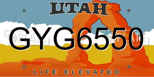 GYG6550 Utah License Plate