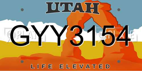GYY3154 Utah License Plate