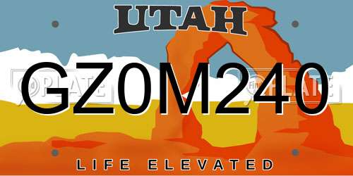 GZ0M240 Utah License Plate