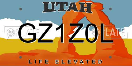 GZ1Z0L Utah License Plate