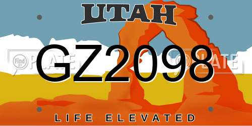 GZ2098 Utah License Plate