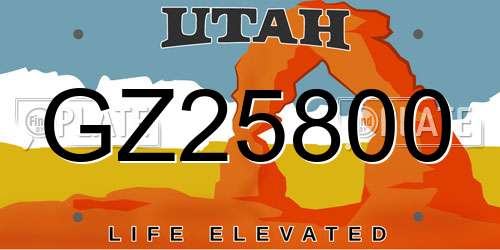 GZ25800 Utah License Plate