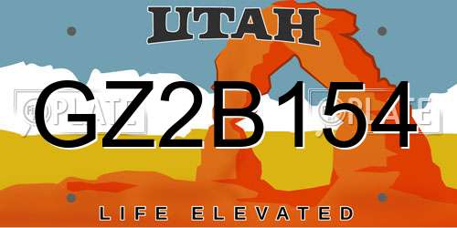 GZ2B154 Utah License Plate