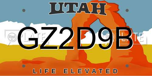 GZ2D9B Utah License Plate