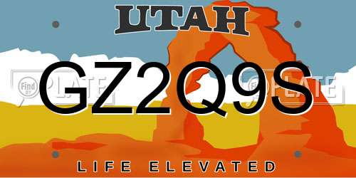 GZ2Q9S Utah License Plate