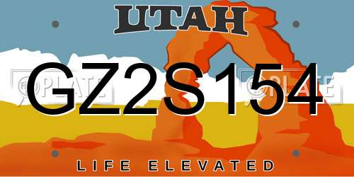 GZ2S154 Utah License Plate