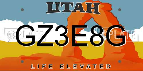 GZ3E8G Utah License Plate