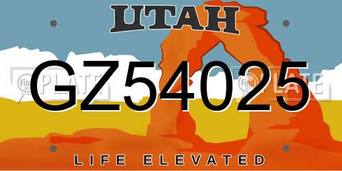 GZ54025 Utah License Plate