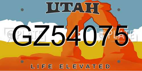 GZ54075 Utah License Plate