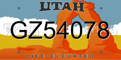 GZ54078 Utah License Plate
