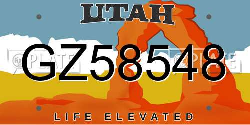 GZ58548 Utah License Plate