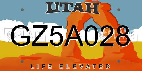GZ5A028 Utah License Plate