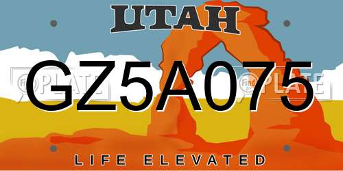 GZ5A075 Utah License Plate