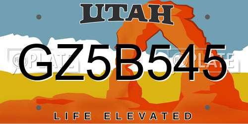 GZ5B545 Utah License Plate