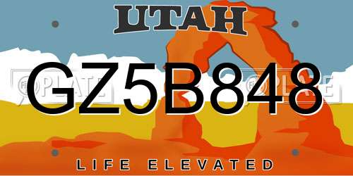 GZ5B848 Utah License Plate