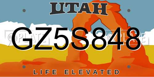 GZ5S848 Utah License Plate