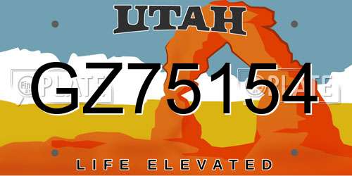 GZ75154 Utah License Plate