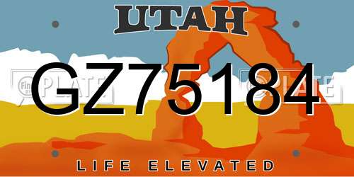 GZ75184 Utah License Plate