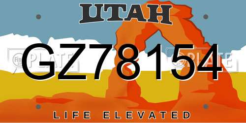 GZ78154 Utah License Plate
