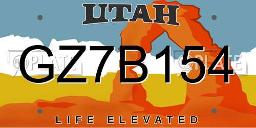 GZ7B154 Utah License Plate