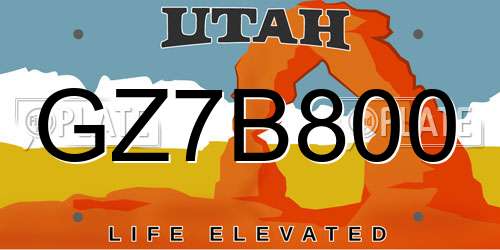 GZ7B800 Utah License Plate