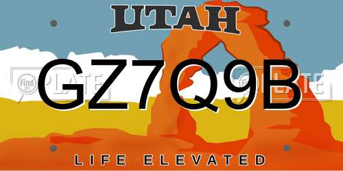 GZ7Q9B Utah License Plate