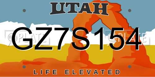 GZ7S154 Utah License Plate