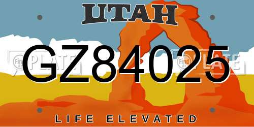 GZ84025 Utah License Plate
