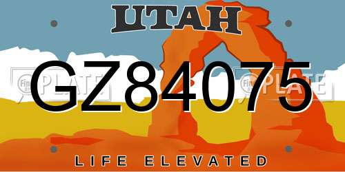 GZ84075 Utah License Plate