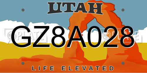 GZ8A028 Utah License Plate
