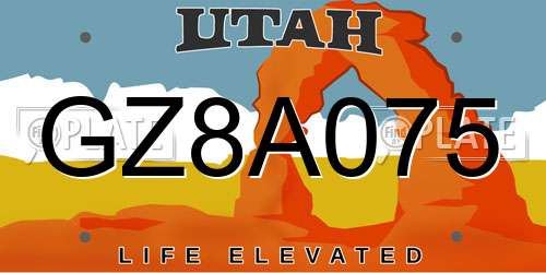 GZ8A075 Utah License Plate