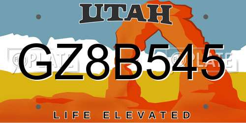 GZ8B545 Utah License Plate
