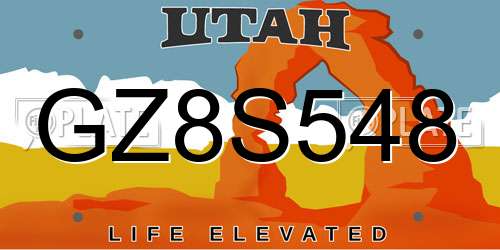 GZ8S548 Utah License Plate