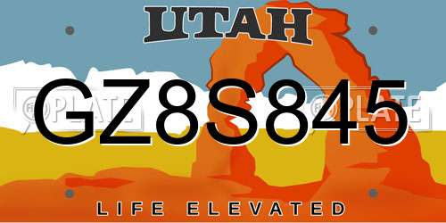 GZ8S845 Utah License Plate