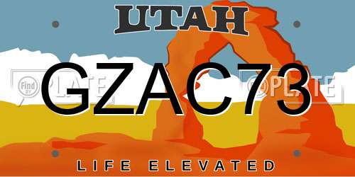 GZAC73 Utah License Plate
