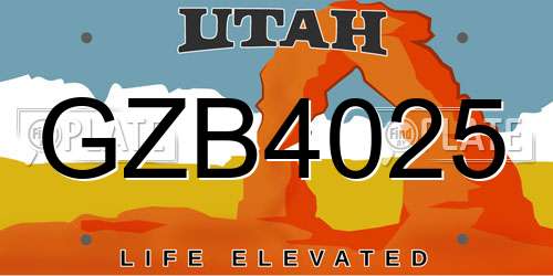 GZB4025 Utah License Plate