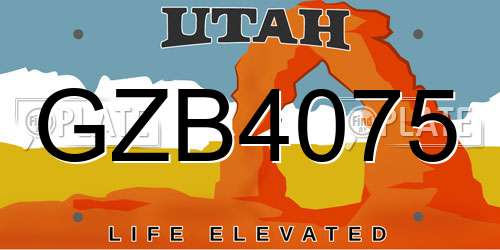 GZB4075 Utah License Plate