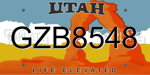 GZB8548 Utah License Plate